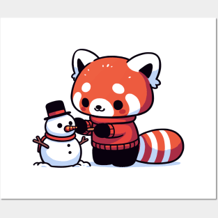 Winter Whimsy: Red Panda's Snowy Companion Posters and Art